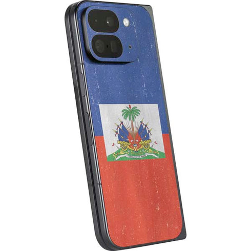 Haiti Flag Distressed Google Pixel 9 Pro Fold Skin